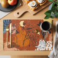 thumbnail image 2 of Western Cowboys Placemats Set of 6 Vintage Boho Abstract Cactus Orange Place Mats Indoor Wipeable Table Mats Washable Cloth Dining Table Placemats for Kitchen Holiday Party Home Decor 13x19 Inch, 2 of 9