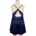 thumbnail image 4 of QELUSQELUS Women Plus Sleeveless V Neck Silk Satin Lace Cross Backless Solid Nightwear Pajamas, 4 of 4