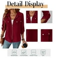 thumbnail image 5 of Women’s Jackets Fall Long Sleeve Lapel Zipper Pocket Button Street Style Casual Chic Motorcycle Coat S-2XL, 5 of 7