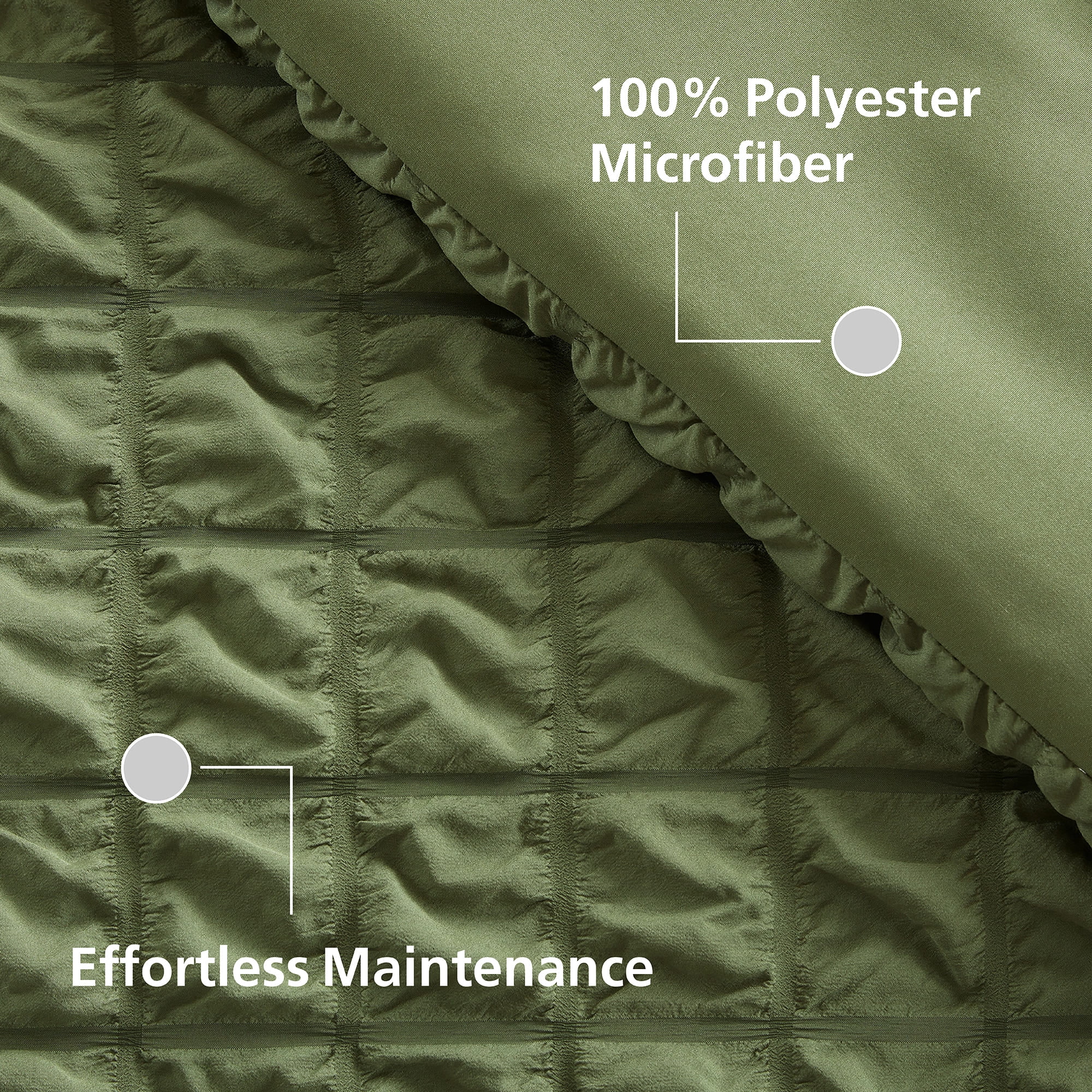 Mainstays Full/Queen Comforter Set, All-Season, 3-Piece, Green Puffy Seersucker