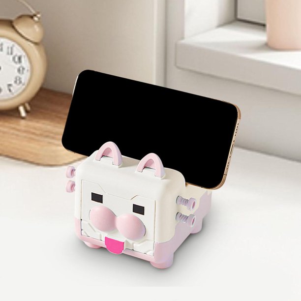 Mini Caja de Almacenamiento de Cosméticos, Viñetas de Animales, Soporte para Teléfono, Estuche de Almacenamiento de Estatua, Bonito para Niños Y Adult Tigre de color rosa Macarena soporte para teléfono