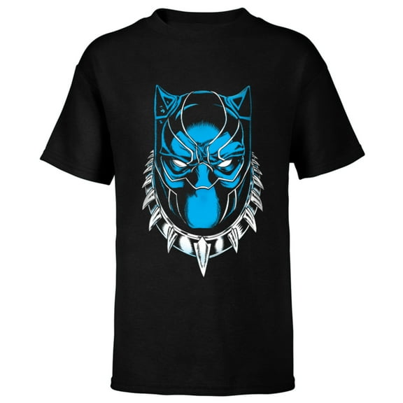 Marvel Black Panther King T'Challa Mask - Short Sleeve T-Shirt for Kids - Customized-Black