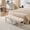 Cream + Fabric + Rubber Wood + Foam, variant on Bedroom Bench, French Vintage Tufted Entryway Bench, 43.3" Upholstered End of Bed Bench with Distressed Wood Legs, Linen Ottoman Seat for Living Room, Foyer, Dining Room, Beige