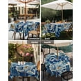 thumbnail image 4 of Outdoor Tablecloth with Umbrella Hole, Watercolor Blue Peonies Zippered Table Cloth for Rectangle Tables, Country Floral on Wood Board Washable Waterproof Tablecloths for Picnic Patio Garden, 4 of 9