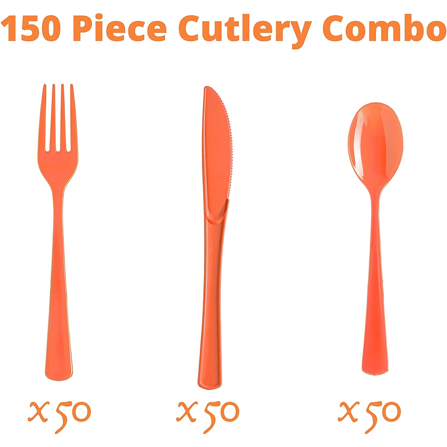 Orange Premium Plastic Cutlery Service for 8