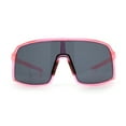 thumbnail image 3 of Classic Mens Oversized Shield Wrap Around MTB Sport Plastic Sunglasses Pink - Black, 3 of 8