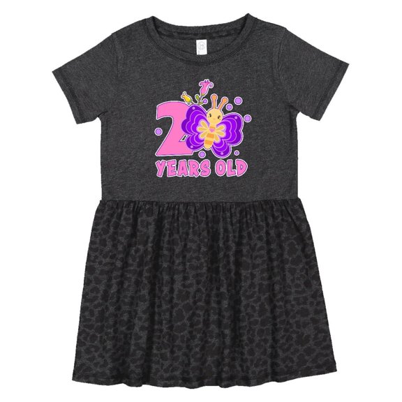 Inktastic 2 Years Old with Butterfly and Flowers Girls Toddler Dress