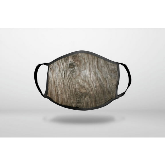 Brown Weathered Wood Grain Print - 3-Ply Reusable Soft Cloth Face Covering, Unisex, Cotton Inner Layer