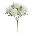 thumbnail image 2 of Holloyiver 1 Branch of 7 Bouquets Artificial Chrysanthemums Flowers Ball Flowers, Artificial Fake Silk Flowers for Spring Home Decor Indoor Floral Arrangement Table Centerpiece (White), 2 of 6