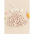 thumbnail image 2 of Toddler Baby Girl Summer Outfits Short Sleeve T Shirts Tops Floral Daisy Tiered Suspender Skirts Kids Overall Dress Set, 2 of 7