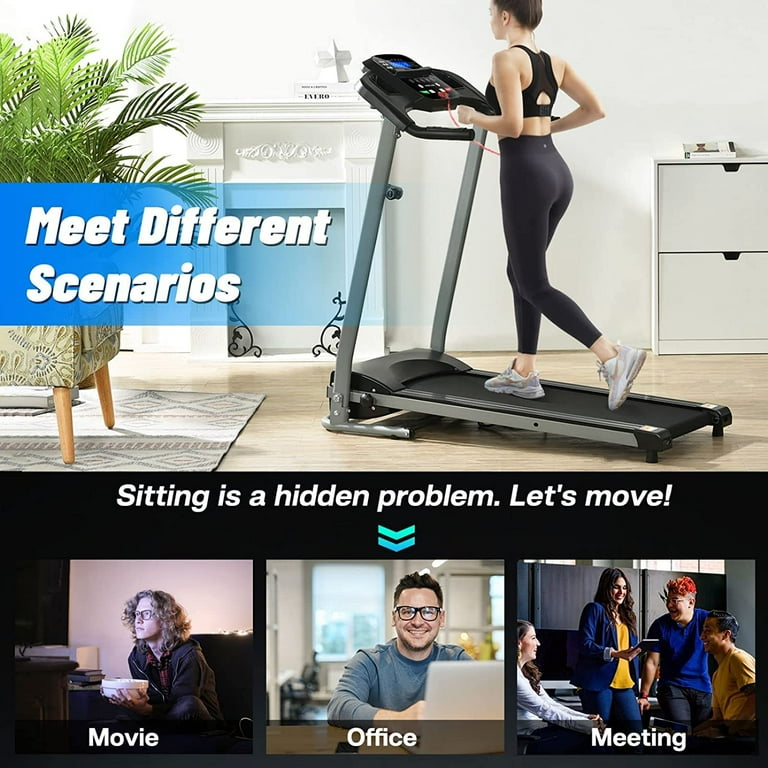 Walmart Quiet Folding Wide Treadmill Electric LCD Monitor Home Office Gym Walking Walmart