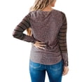 thumbnail image 2 of Gvmfive Women's Long Sleeve Patchwork Striped Leopard Tops T Shirt, 2 of 3