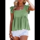 thumbnail image 2 of Blusa Informal de Mujer con Cuello Cuadrado, Volantes, Mangas , Peplum, Babydoll, Sin Mangas, Verde XXXL, 2 of 9