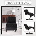 thumbnail image 5 of Muumblus Upholstered Chaise Lounge Indoor, Tufted Velvet Accent Chair with Wood Legs, Black, 5 of 8
