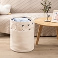 thumbnail image 3 of 1pc Cotton Rope Storage Basket, Laundry Basket Collapsible With Handles, Boho Woven Laundry Hamper For Cushions, Pillows, Clothes Organizer For Living Room, Home Decor, 3 of 7