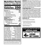 Atkins Meal Size Protein-Rich Shake, Creamy Chocolate, Keto Friendly, 4 Count