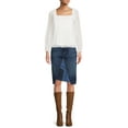 thumbnail image 4 of Time and Tru Women’s 100% Cotton Patchwork Denim Skirt, 4 of 5