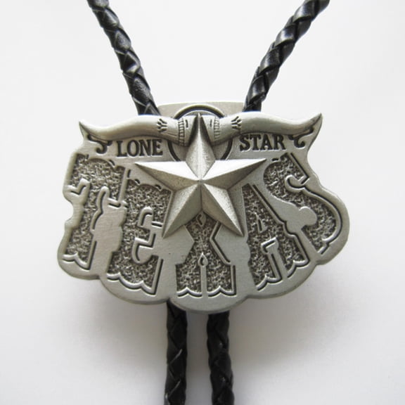 Vintage Long Horn Bull Star Wedding Bolo Tie Leather Necklace Without Enamel