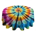 thumbnail image 4 of Rainbow Tie Dye Mandala Pattern Round Tablecloth 60"x60",Wrinkle Wipeable Table Cloth for Kitchen Dining Room Picnic Patio Party, 4 of 6