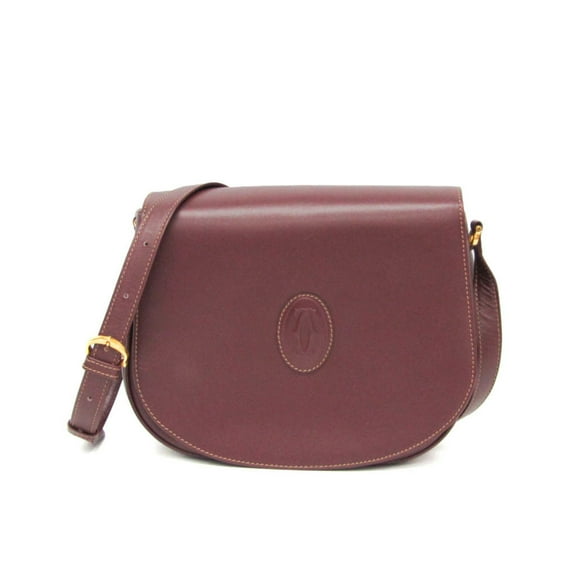 Pre-Owned Cartier Must Women's Leather Shoulder Bag Bordeaux (Good)