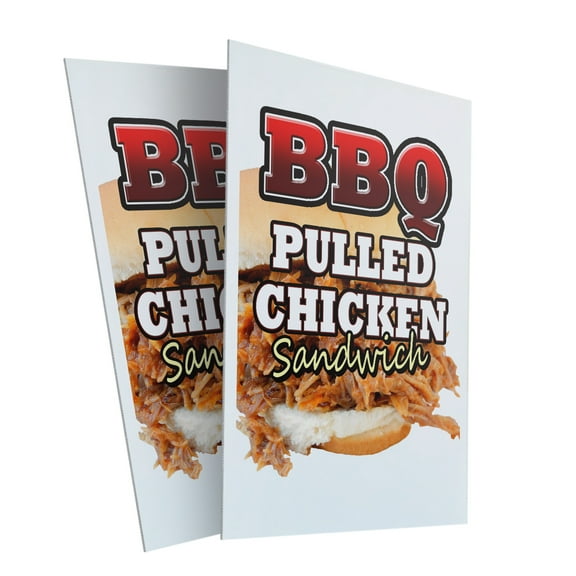 Bbq Pulled Chicken Sandwich (2-PACK) 24" x 36" Plastic Signs | Sign Insert 4mm Corrugated Plastic Signs Storefront Window Poster