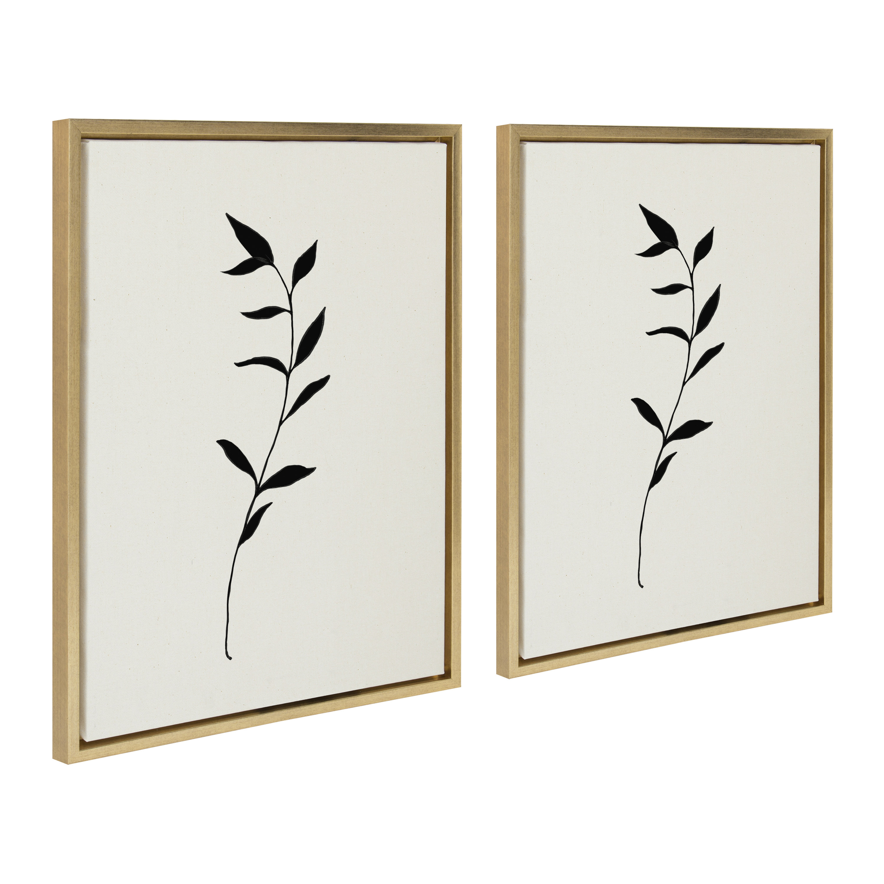 Sylvie Minimalist Botanical 18 in x 24 in Framed Painting Canvas Art Prints, by Kate and Laurel Set of 2