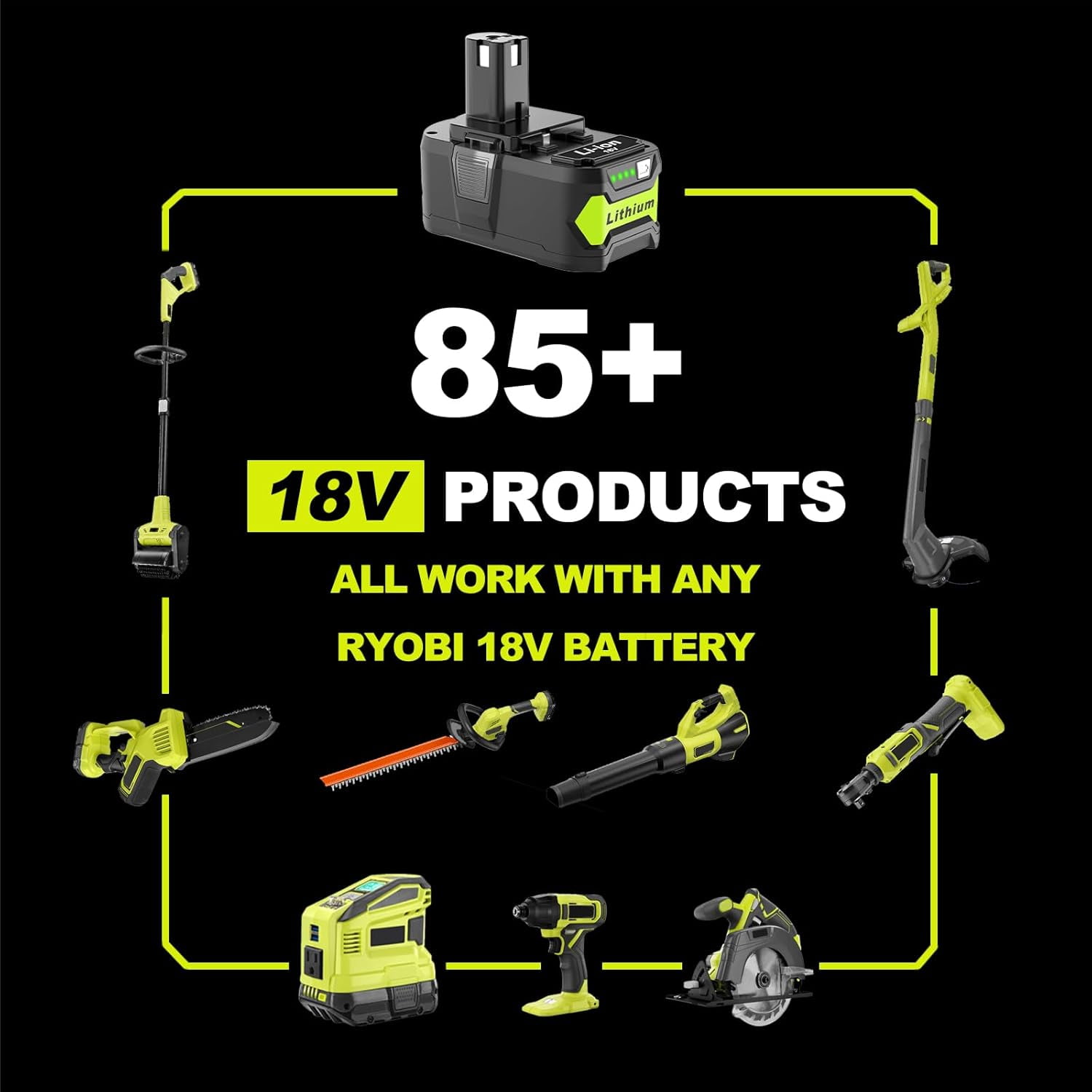 MINGSCI P108 18V 5.0Ah Battery Replace for Ryobi 18V ONE+ Battery P108 P102 P103 P104 P105 P107 P109 P122 Compatible with Ryobi 18V ONE+ Cordless Power Tools,1PACK