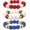 Red White Blue B, variant on Rattan Bracelets for Women Handmade Woven Rattan Ball Beaded Stretch Bracelets, Crystal, Style P9792