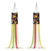 SEANATIVE Fall Maple Leaf Windsocks Flag Wind Socks with Tails 2 PCS Outdoor Hanging Thanksgiving Decoration for Home Yard Patio Lawn Garden Tree Party Supplies
