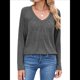 thumbnail image 3 of Camisetas de Larga para Mujer, Cuello en V, Suaves, Básicas, Holgadas, Informales, Moda de Otoño. Gris Oscuro XXL, 3 of 10