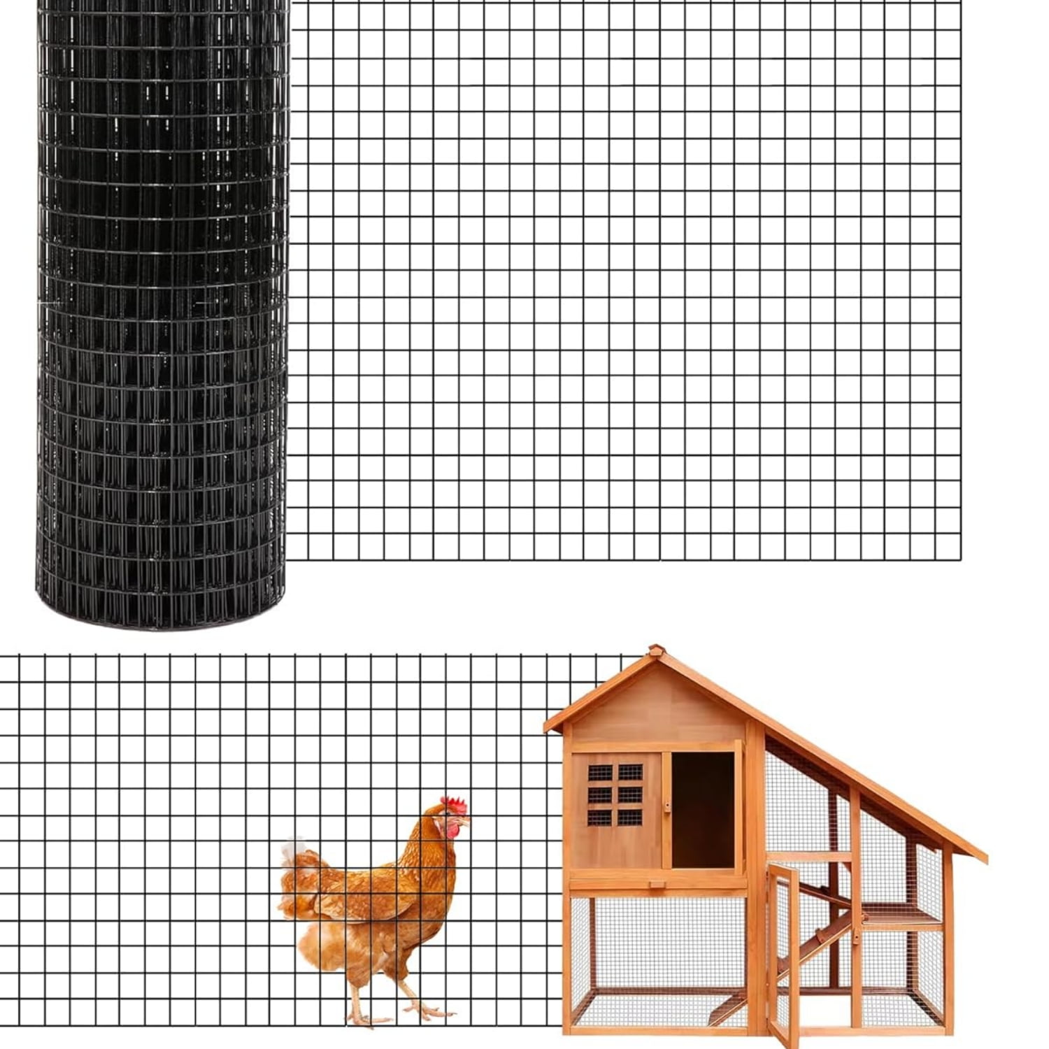 Riedhoff Hardware Cloth Fences, 19 Gauge, 1/2" Square Mesh Roll, 48" x 50', Black