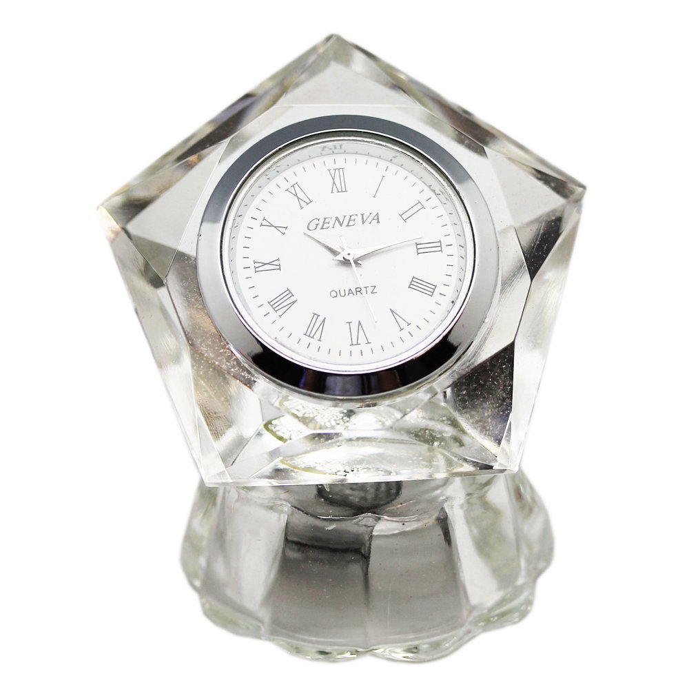 Pentagon Shaped Small Crystal Desk Clock