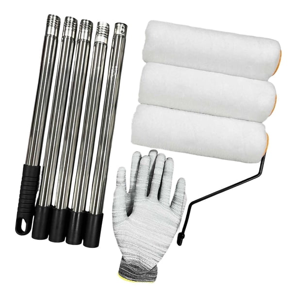 Kit de rodillo de pintura, mango extensible, brocha para murales, marco de rodillo de pintura con cubiertas para paredes. 5 segmentos