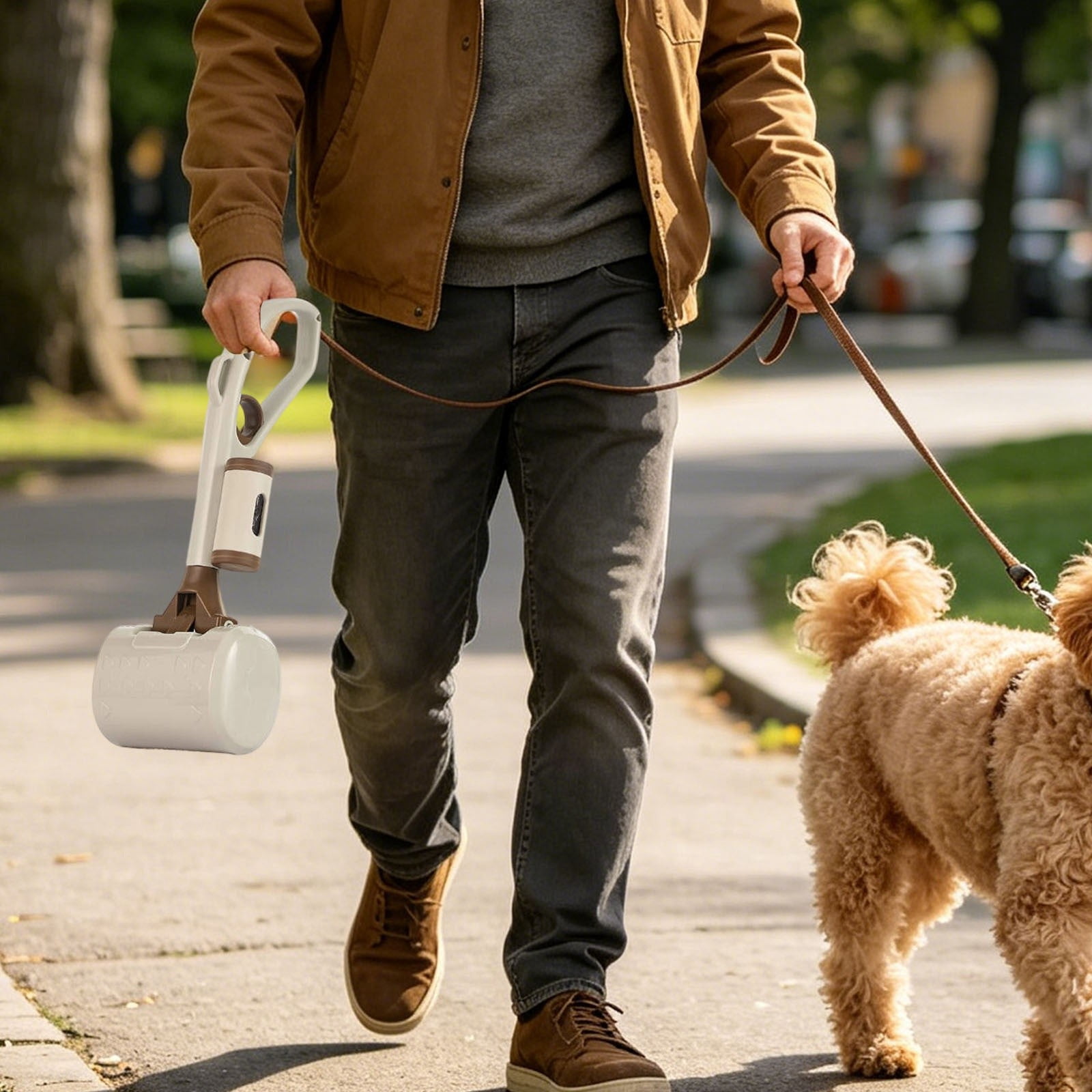 Portable Dog Poop Scooper with Waste Bag Holder, One-Handed Pet Waste Pick-Up Tool for Walks, Lightweight Durable Poop Collector for Small and Medium Dogs