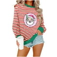 thumbnail image 2 of GuzomFashion Womens Green Christmas Sweatshirt - Soft Polyester, Long Sleeve Striped, Santa Graphic, Relaxed Fit Round Neck, S-XXL for Holiday Parties & Daily Wear,Size S, 2 of 5