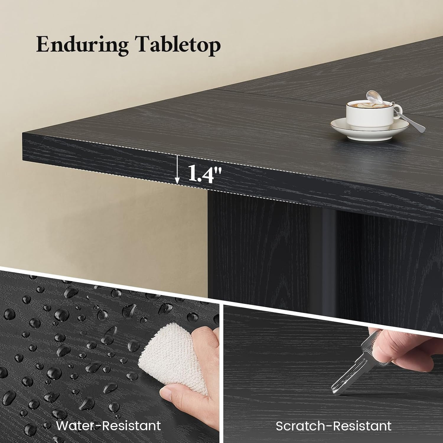 63 Inch Executive Desk with Power Outlet, Modern Computer Office Desks, Large Laptop Desk Writing Table Workstation Business Furniture for Home Office, Black