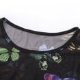 thumbnail image 6 of Arvbitana Women See-Through Blouse Butterfly Print O-Neck Sheer Long Sleeves Crop Top Summer Tight-Fitting Sexy Mesh Streetwear, 6 of 7