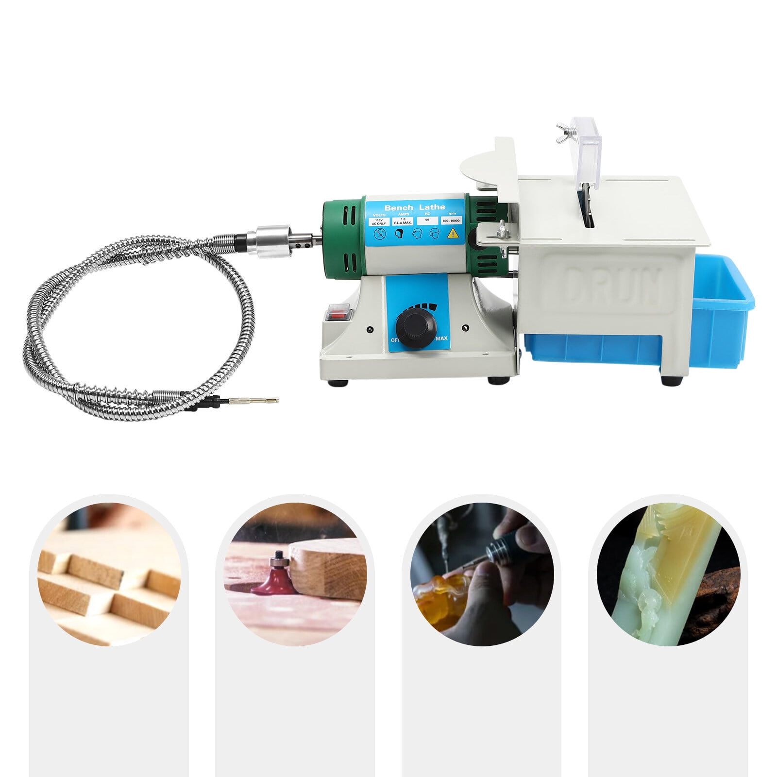 Table Saw, 750W Mini Multi-Purpose Bench Grinder and Polisher, 5-in-1 Desktop Machine for Wood Jade Metal Cutting Polishing Engraving