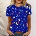 thumbnail image 1 of Hauts d'Été Grande Taille pour Femmes, T-Shirts Décontractés à Col Rond et Manches Courtes, Imprimé Drapeau, Coupe Basique, Blouses, T-Shirts Col en V pour Femmes en Liquidation, 1 of 6