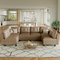 thumbnail image 1 of LLappuil Modular Sectional Sofa, 6 Seat Modular Sectional Sofa with Storage, Faux Leather Waterproof Sofa for Living Room, 1 of 9