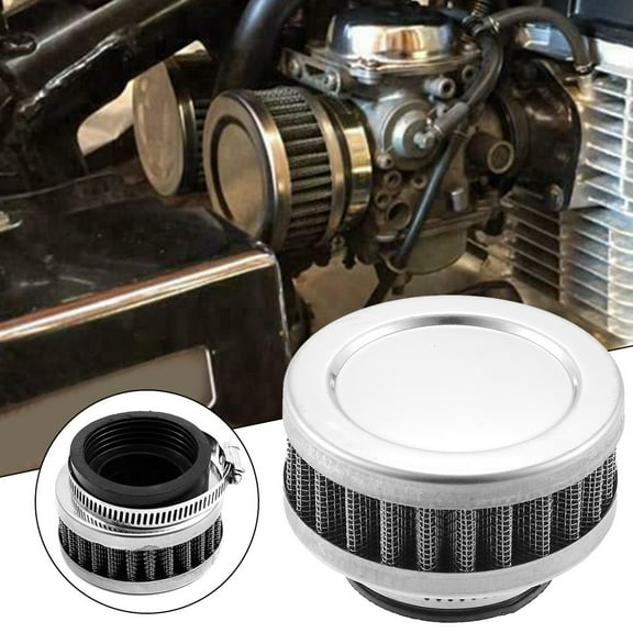 Universal 58-60mm Air Filter Cleaner Round Tapered for Motorcycle Silver Tone