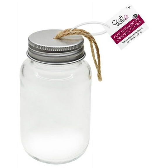 Craft Decor DIY Glass Ornament Jar W/Aluminum Cap 2"x3.35"-Empty