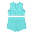 thumbnail image 3 of YONGHS Kids Girls Ballet Dance Leotard Sport Tracksuits Lace Crop Top with Bootyshorts Set Mint_Green 10, 3 of 6