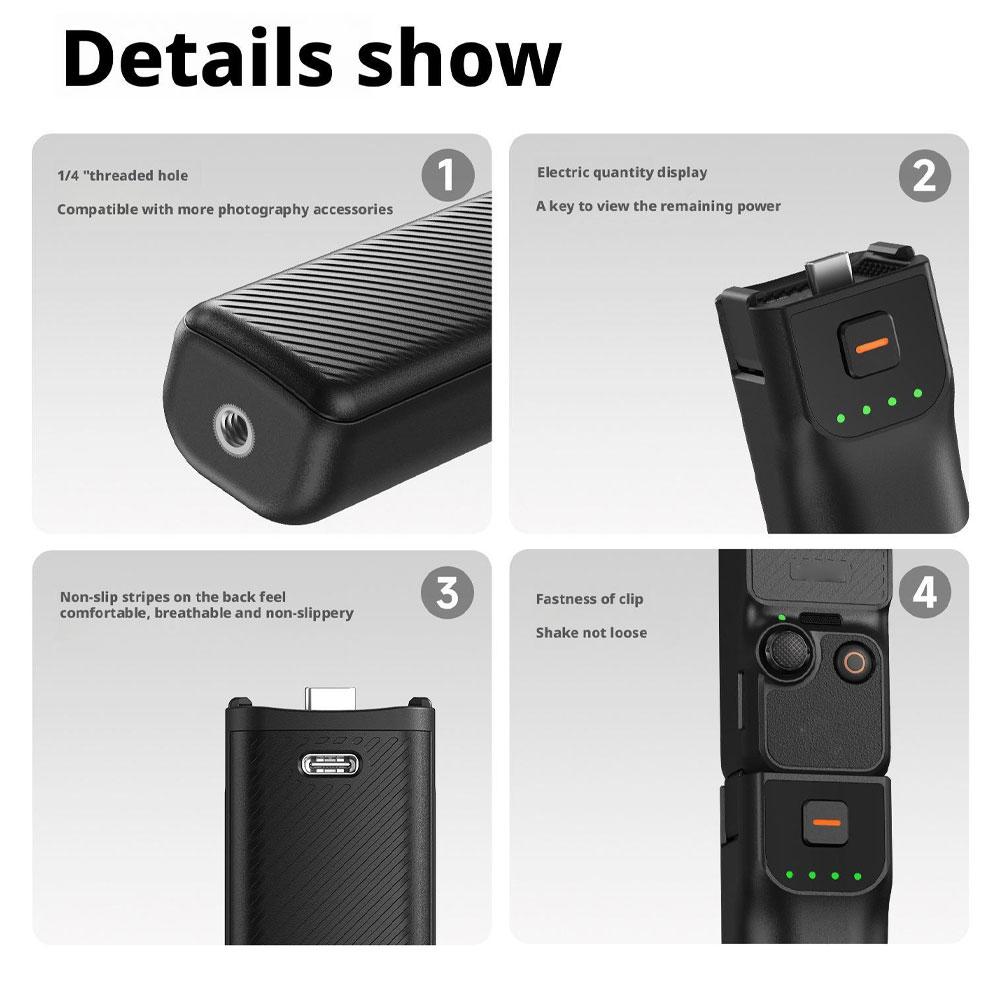 5000mAh Battery Handle Fast Charging Power Bank for Osmo Pocket 3, Portable Handheld Design for Extended Use