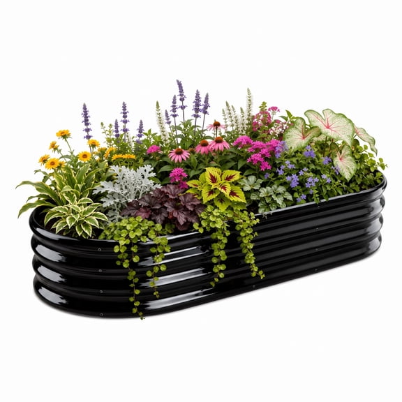 Asotewt Raised Garden Bed 5ft Oval Large Rot-Resistant Galvanized Metal Planter Box, 60"D x 29"W x11"H,Black