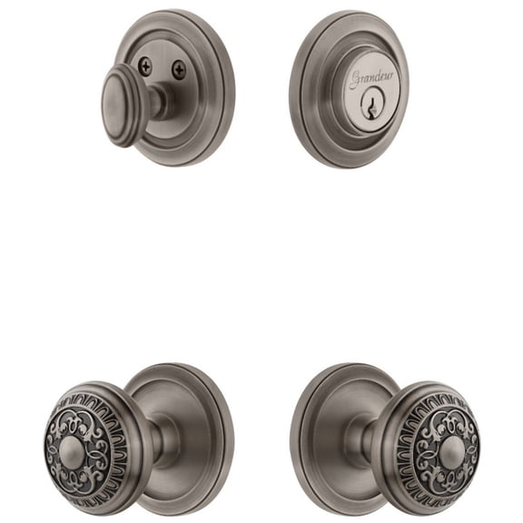 Grandeur Cirwin_Sp_Eset_234 Circulaire Solid Brass Single Cylinder Keyed Entry Knobset And
