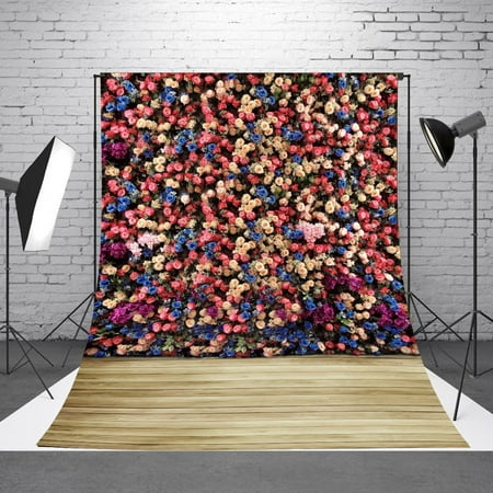 Image of ABPHOTO Polyester Romantic Rose Wooden Floor Wedding Backdrop Background for Wedding Baby Newborn Personal Photo 5x7ft