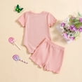 thumbnail image 4 of Tkrady Baby Outfits for Girl Summer Casual Crewneck Short Sleeve Solid Tops and Shorts Set, Sizes 0-18 Months, 4 of 6