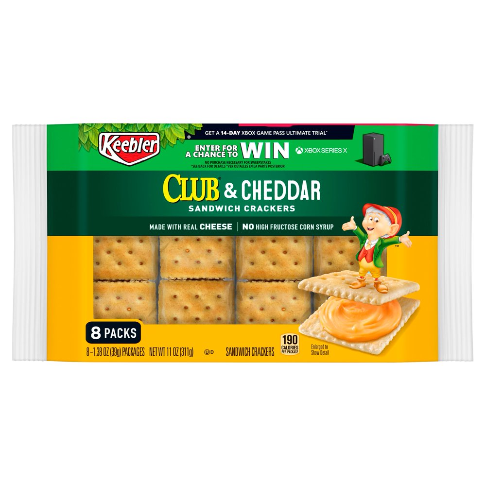 Keebler Club & Cheddar Sandwich Crackers, 1.38 oz, 8 count