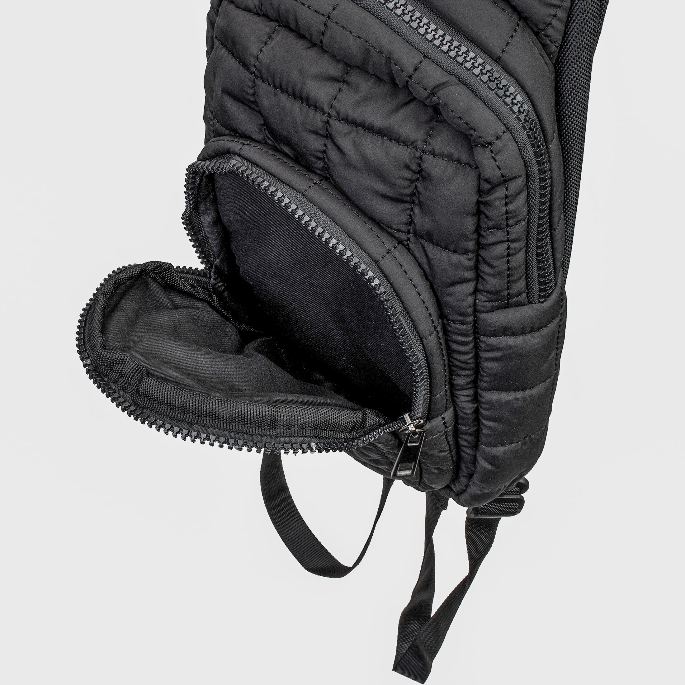 True Gear Quilted Polyester Convertible Crossbody Backpack for Women with Adjustable Straps, Black